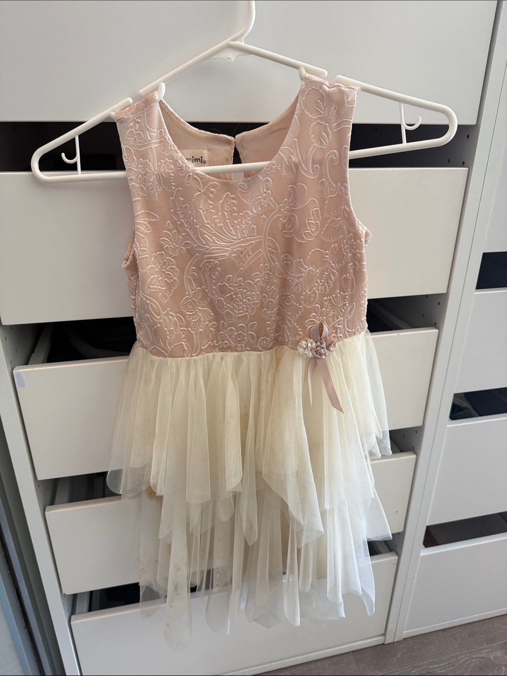 Girls' Pink and Cream Tulle Party Dress